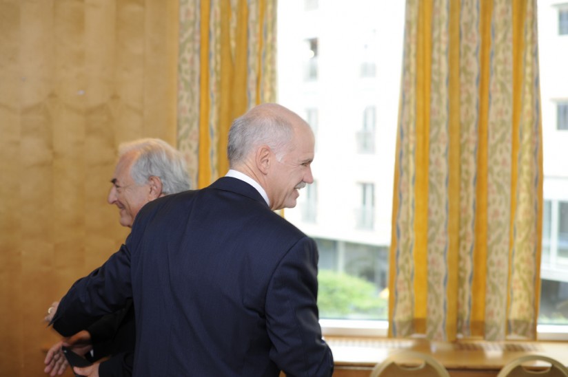 Ο Ντομινίκ Στρος Καν με τον τότε πρωθυπουργό Γιώργο Παπανδρέου: Διαφορετικοί δρόμοι, διαφορετικοί στόχοι... Photographer-Rune-Kongsro, IMF-flickr